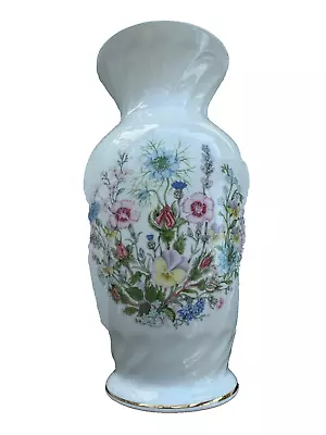 Buy Aynsley Wild Tudor Vase, Fine Bone China, 20cm, 900mls, Gold Rims, VGC  • 5.95£