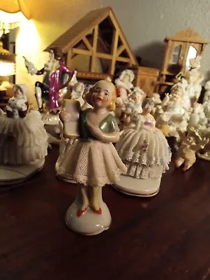 Buy German Dresden Bisque Lace Child Porcelain Vintage Figurine Girl Cake Ornament • 23.30£