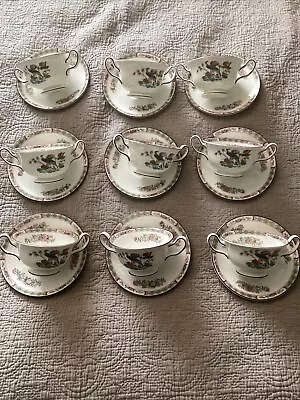 Buy Wedgwood Kutani Crane 9 X Two Handled Soup Coupes And Saucers VGC First • 90£