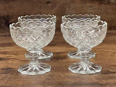 Buy Set 4 - Vintage Pressed Clear Glass Footed Bowls/ Sherbet Ice Cream Sorbet • 27.95£