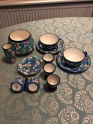 Buy Antique Émaux De Longwy French Enamel Pottery - Cups,saucers,egg Cups,vase ++ • 40£
