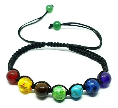Buy 7 Chakra Bracelet Crystal Bead Gemstone Healing Anxiety Adjustable Jewellery • 3.59£
