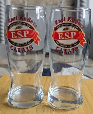 Buy Set Of 2 French Beer Glasses Glass Eastender Bar Calais East Enders. MINT.  • 12.99£