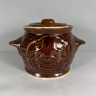 Buy Russia Pottery Brown Ceramic Lidded Jar With Face & Russian Words • 16.99£