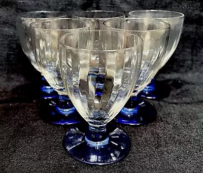 Buy STYLISH SET Of FRENCH ART DECO BLUE FOOTED SHOT/SHERRY GLASSES Vintage C1930 • 30£