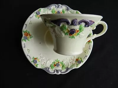 Buy Antique George Jones Crescent China Marlborough Floral In Relief Cup And Saucer • 14.99£