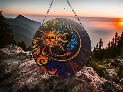 Buy 15cm Solar Flare + Moon Acrylic Suncatcher Wall Hanging Picture Art Space Sun • 8.99£