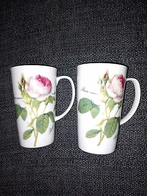 Buy Roy Kirkham Fine Bone China Mugs X 2 Tall Redoute Roses Vgc Stunning Cottagecore • 22£