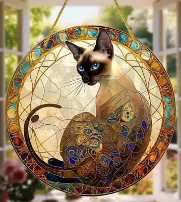 Buy Siamese Cat Design Suncatcher / Hanging Window Ornament Christmas Gift Present • 6.85£