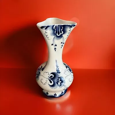 Buy Blue And White Porcelain Decorative Russian Vase Art Nouveau Form 8.5” Quality • 8.95£