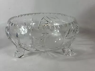 Buy Vintage Footed Crystal Serving Bowl Unmarked Cut Faceted Candy Salad Vegetable • 17.66£