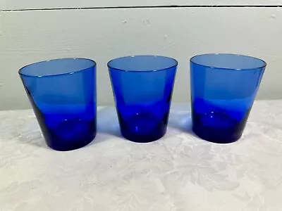 Buy (3) Anchor Hocking Cobalt Blue 12 Oz Tapered 4 Inch Tumblers Glasses Set Of 3 • 18.63£