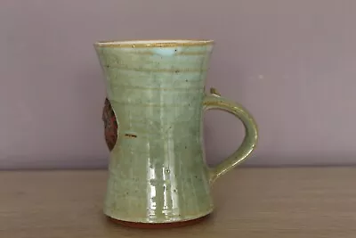 Buy VINTAGE  STUDIO POTTERY MUG BY GORDON FOX - WITH ROSE DECORATION 8oz. 200ml • 10£