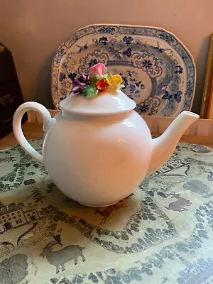 Buy Small Vintage White Rose Topped Small Tea Pot For One • 0.99£