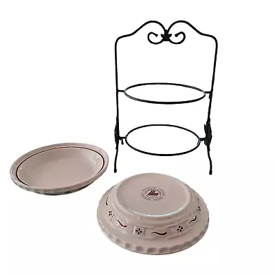 Buy Longaberger Wrought Iron Two Pie Server W 10  Pottery Pie Plates Red USA • 116.58£