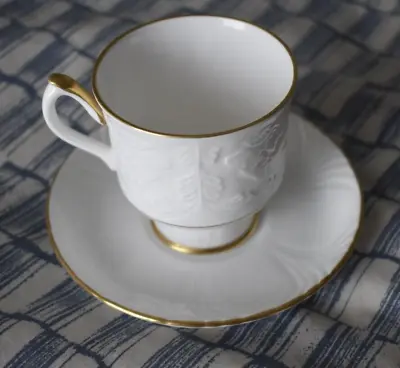 Buy Crown Staffordshire Koryo Pottery Cup & Saucer. White/Gold • 4.99£