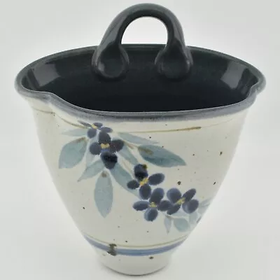 Buy Crathes Studio Pottery Scotland Blue Floral Wall Pocket Vase Pot Planter Flower • 14.99£