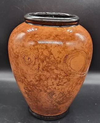 Buy Statuesque Studio Pottery Vase 8 1/2  Wood Grain Look, Excellent Condition • 29£