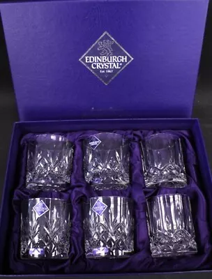 Buy 6 X Vtg EDINBURGH Cut Glass Crystal Whiskey Tumblers Boxed - M23 • 13.50£