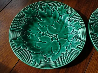 Buy Two Vintage Plates Ceramic Majolica France Gien Green • 60.58£