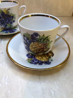 Buy Cup And Saucer X3 Foreign Fruit Design Vintage  • 34.95£