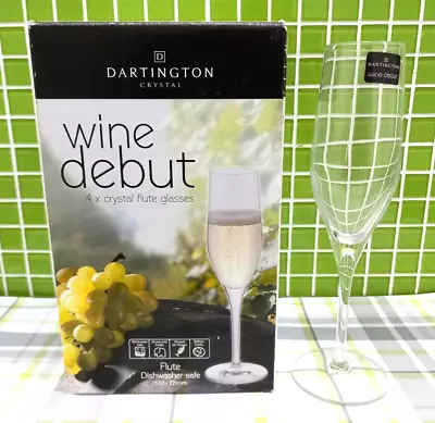 Buy Dartington Crystal Wine Debut 4 X Crystal Flute Glasses Rrp £30 • 12.50£