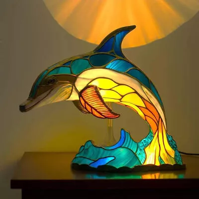Buy Retro Stained Glass Animal Table Lamp Creative Animal Stained Glass Night-Light • 13.48£