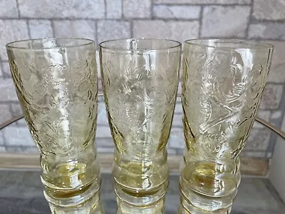 Buy Federal  Madrid Amber  Depression Ware Set Of 3 Ice Tea/ Water Drinking Glasses • 65.23£