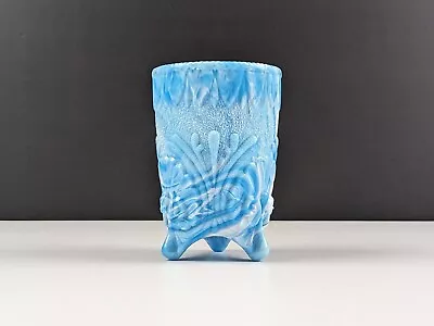 Buy Victorian Davidson Blue Malachite Slag Glass Spill Vase, Shell & Coral Pattern • 32£