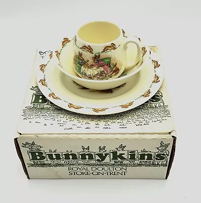 Buy Vintage Royal Doulton Bunnykins 3 Piece Child Set Fine Bone China 1977 With Box • 21.43£