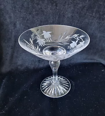 Buy Vintage Stuart Crystal Cut Glass Compote Pedestal Bowl Fuchsia Pattern - Perfect • 50£