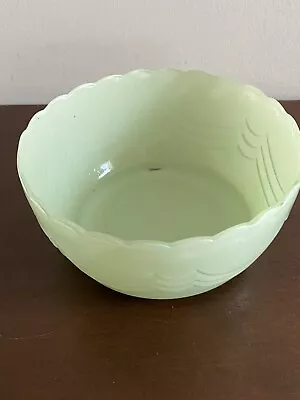 Buy VTG Jadeite Color Reverse Painted 3 Footed Scalloped Rim Draped Candy Bowl Dish • 14.91£