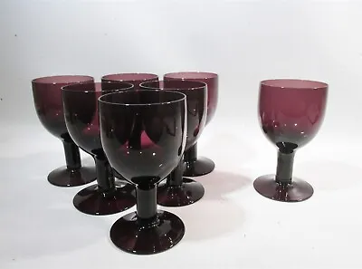 Buy Vtg CARLO MORETTI Empoli MIDCENTURY Amethyst 7 Wine GOBLETS Murano • 194.14£