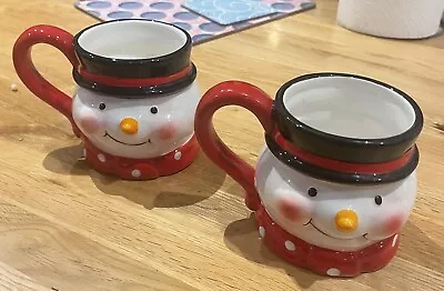 Buy Laura Ashley Pair Of Snowman Christmas Mugs Hot Chocolate /Coffee/ Tea • 15£