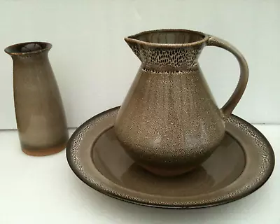 Buy NEXT Trio LARGE Jug/Pitcher & (Wash) Bowl & Vase - Brown Speckle Pottery Set • 25£