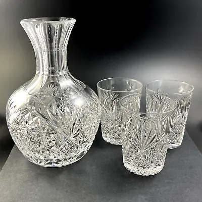 Buy Antique 4-Piece ABP Brilliant Period Cut Glass Water Set - Carafe & 3 Tumblers • 69.97£