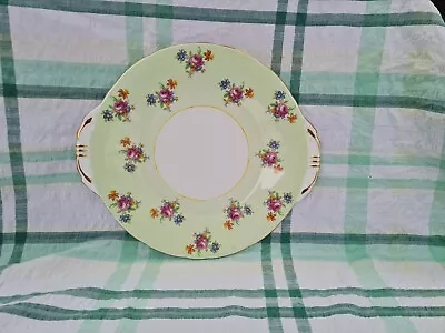 Buy Vintage Pretty Aynsley Bone China Floral Green Large Cake Plate • 9.99£