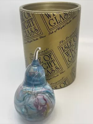 Buy Stunning Iridescent Isle Of Wight Purple Art Glass Pear Paperweight Boxed Clear • 32.99£
