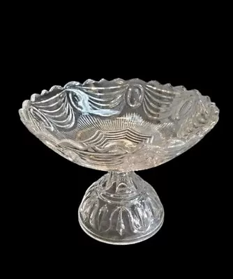 Buy Hobbs Brockunier Lincoln Drape Flint Glass Clear Compote USA C1860s EAPG • 83.86£