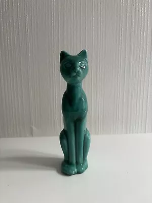 Buy Anglia Pottery Tall Turquoise Green Sitting Siamese Cat ~ AP179 Billinghay 1970s • 15£