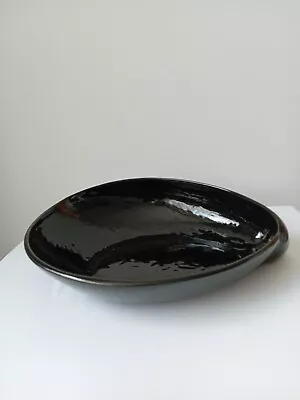 Buy Vintage Denby Stoneware Large Black Oval Shell Shaped Fruit Bowl • 12£