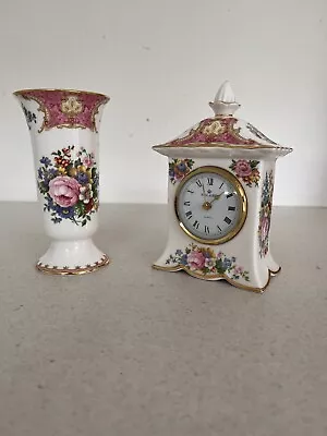 Buy Royal Albert Lady Carlyle China Carriage Clock With Matching Vase • 60£