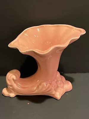 Buy Mid Century Horn Of Plenty Cornucopia Art Pottery  Pink Vase 1950s USA Unmarked • 16.77£