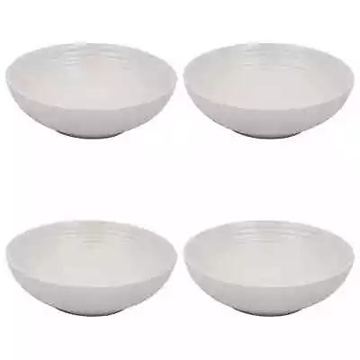 Buy 4 Piece Pasta Bowls Set Cream 18cm Ribbed Stoneware For Noodle Cereal Soup Bowl • 26.95£