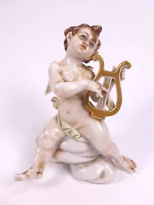 Buy Capodimonte Figure Of Winged Cherub Putti Playing A Harp • 19.99£