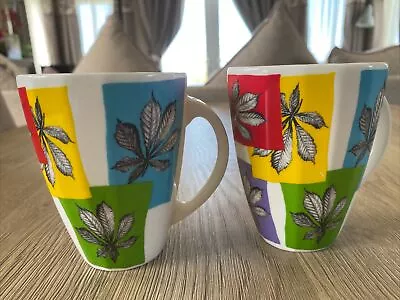 Buy Duchess 2x Vintage Bone China Tea Coffee Mugs Multicoloured Leaf Print England • 9.95£