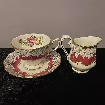 Buy Royal Albert Rare Brighton Rose Cup & Saucer With Creamer (read Description) • 29.99£