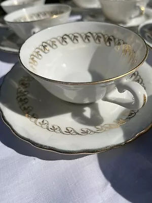 Buy Set Of 10 M&S Limoges Fine Porcelain Large Cups & Saucers Real Gold China • 60£