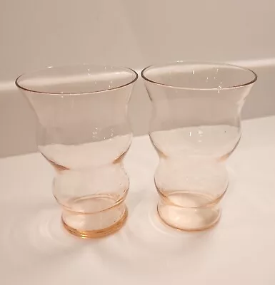 Buy 2 Vintage 1930's Pink Depression Glass Water Tumblers • 14£