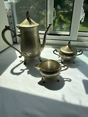 Buy Vintage Pre-Owned Silverplated Teapot With Creamer/Sugar Bowl Made In China • 23.29£